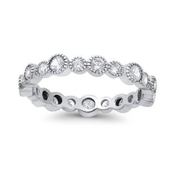 Full Eternity Wedding Ring Simulated Cubic Zirconia 925 Sterling Silver